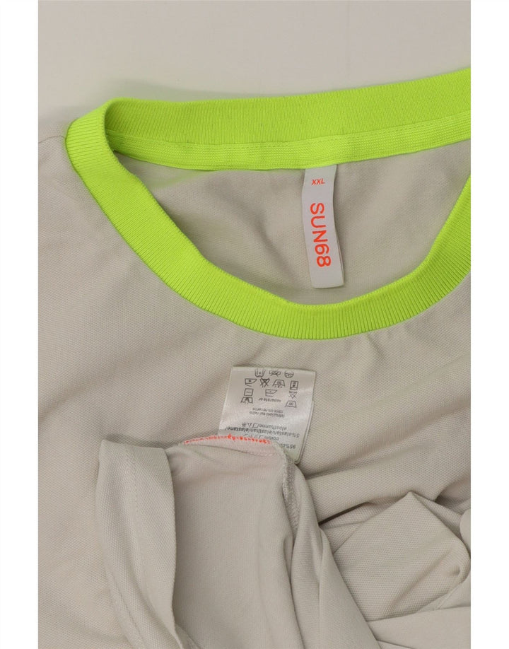 Sun68 Herre Grafisk T-Shirt Top 2XL Grå Bomuld
