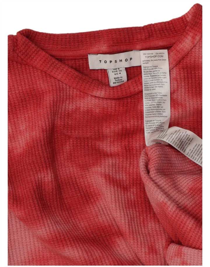 Topshop Dame Top Langærmet UK 8 Small Red Tie Dye Polyester