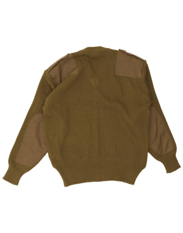Vintage Herre militær V-hals sweater Medium Khaki