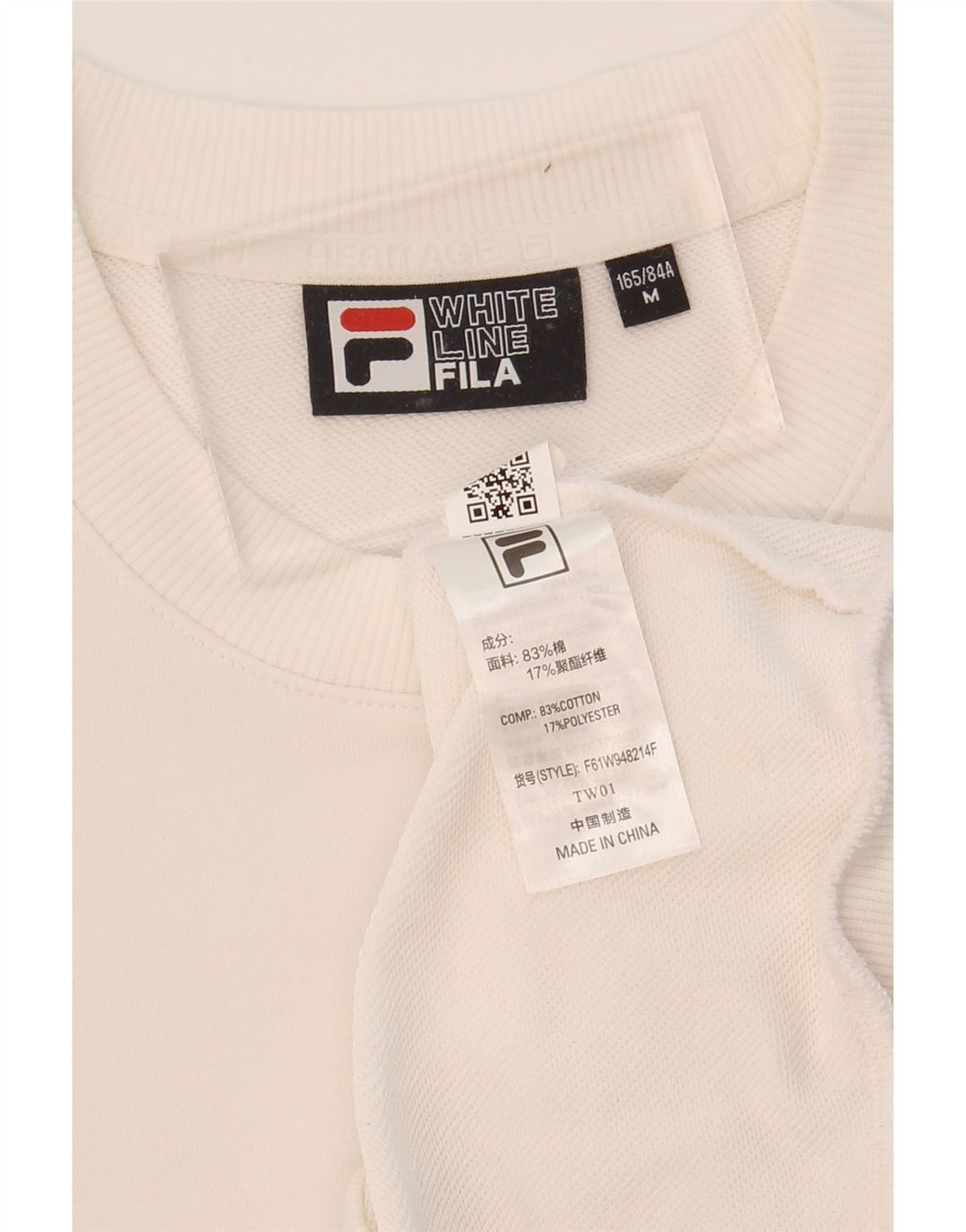 FILA Womens Graphic Sweatshirt Jumper UK 12 Medium White Colourblock Vintage Fila and Second-Hand Fila from Messina Hembry 