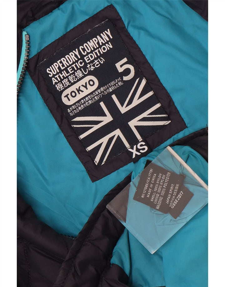 Superdry Quiltet jakke med hætte til kvinder UK 6 XS Marineblå