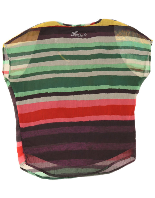 Desigual Dame Oversized Bluse Top UK 16 Stor Flerfarvet Stribet