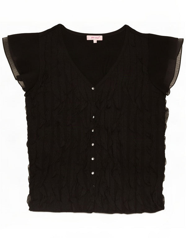 Marks & Spencer Womens Per Una kortærmet skjortebluse UK 16 Large Black