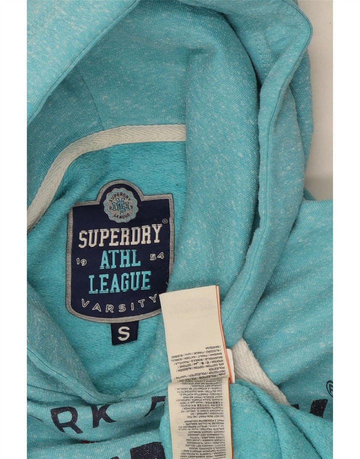 SUPERDRY Dame London Grafisk Hoodie Jumper UK 10 Small Blue Flecked