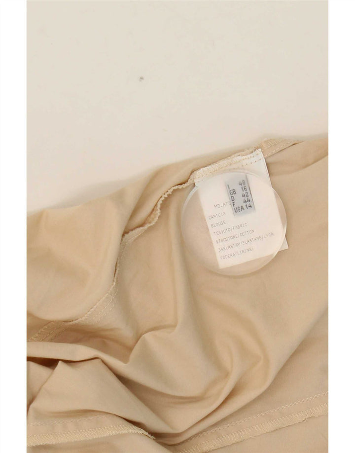 ALVIERO MARTINI Dameskjorte UK 16 Stor Beige Bomuld