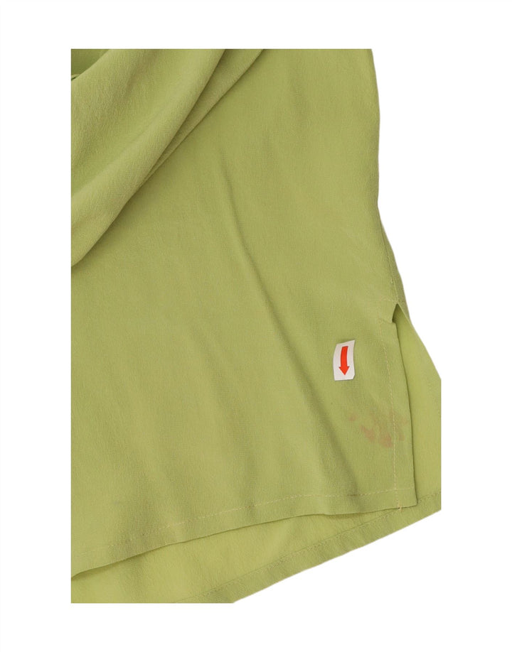 VINTAGE Womens Blouse Top IT 46 Large Green Silk