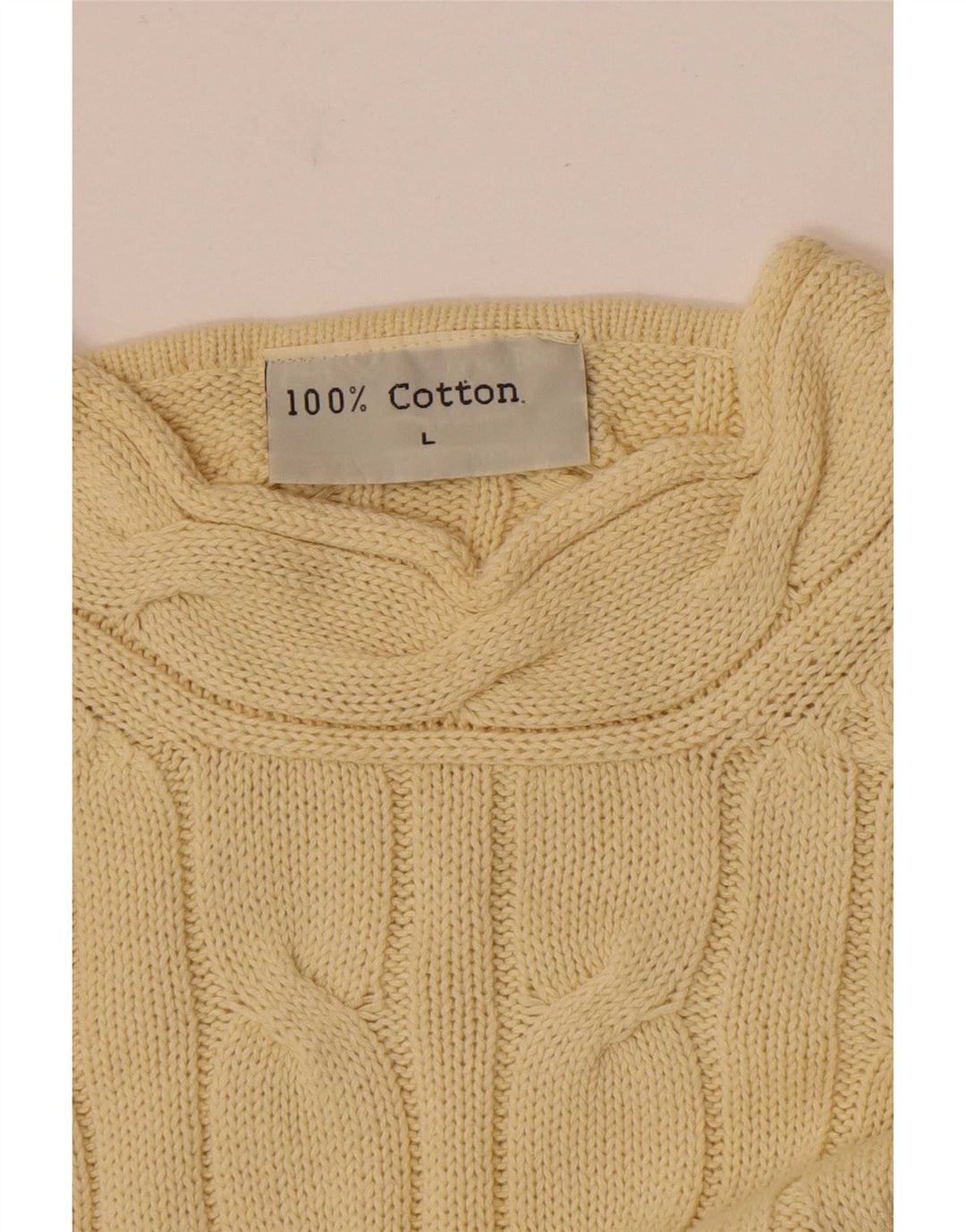 Vintage mænd med rund hals sweater stor gul bomuld