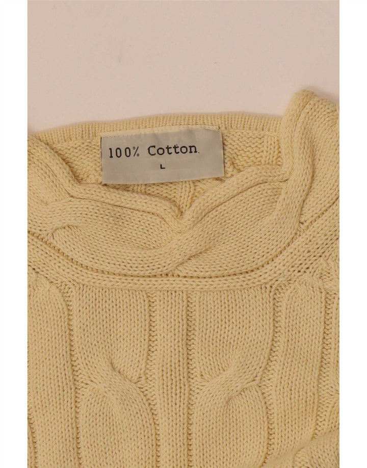 Vintage mænd med rund hals sweater stor gul bomuld