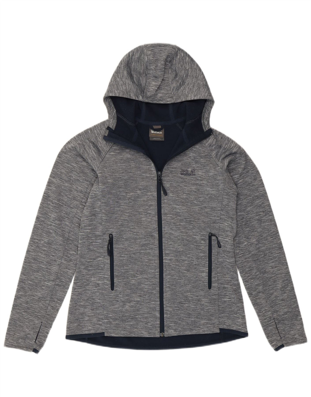 Jack Wolfskin Dame Hættetrøje Sweater UK 12 mellemgrå Flecked Polyester