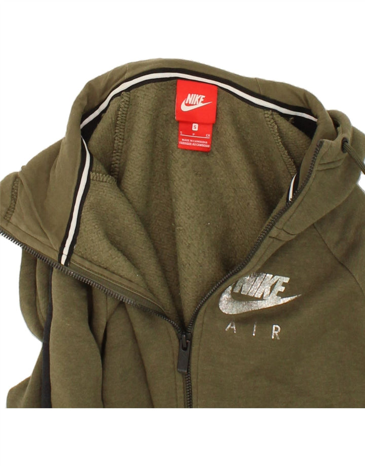 NIKE Mens Zip Hoodie Sweater Small Khaki Colourblock Cotton Vintage Nike and Second-Hand Nike from Messina Hembry 