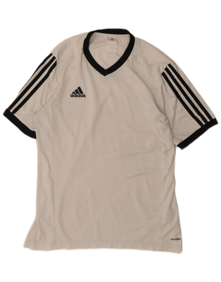 Adidas Herre T-shirt Top Medium Off White Polyester Sports
