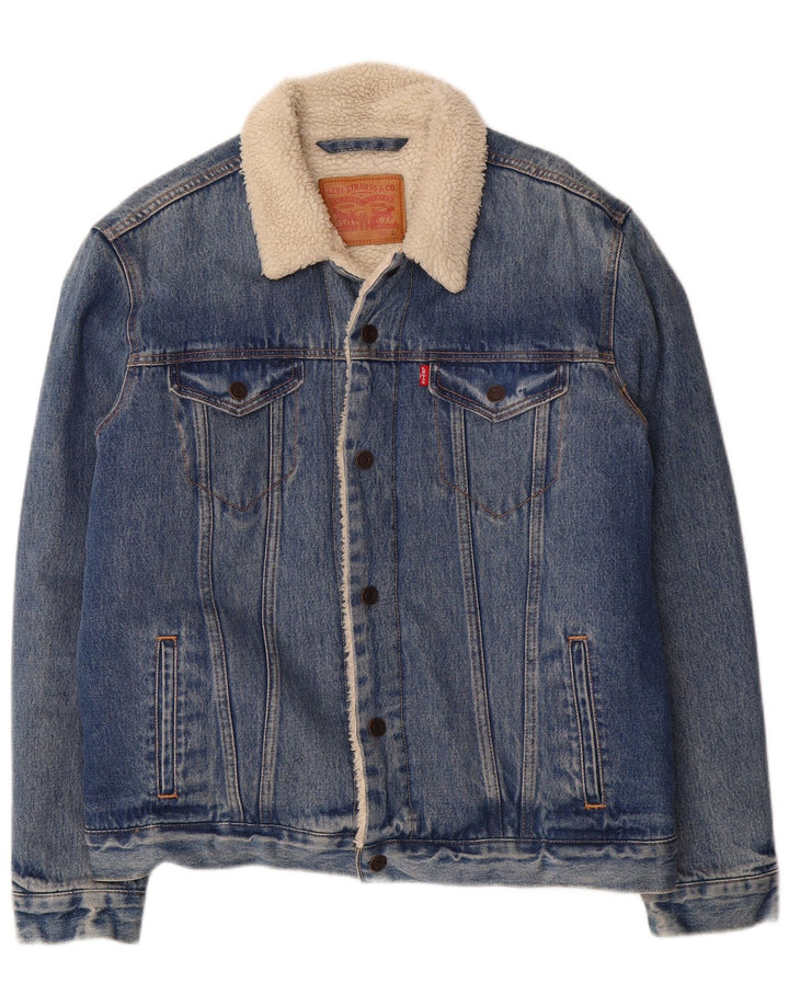 Levi's Herre Denim Sherpa Jacket UK 40 Large Blue Cotton