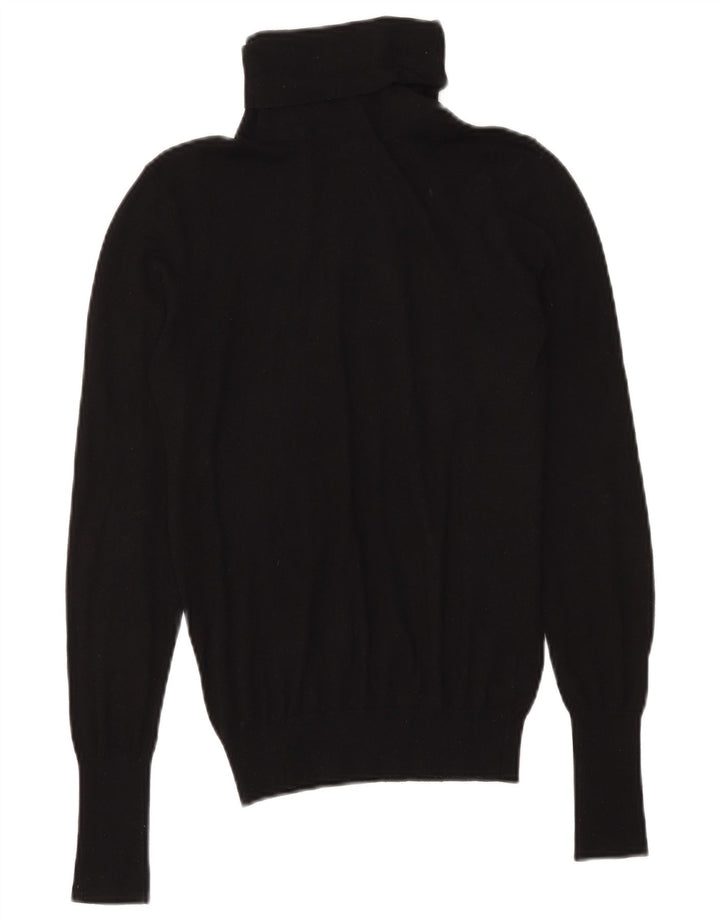 Zara Dame Roll Neck Jumper Sweater UK 10 Small Black Modal