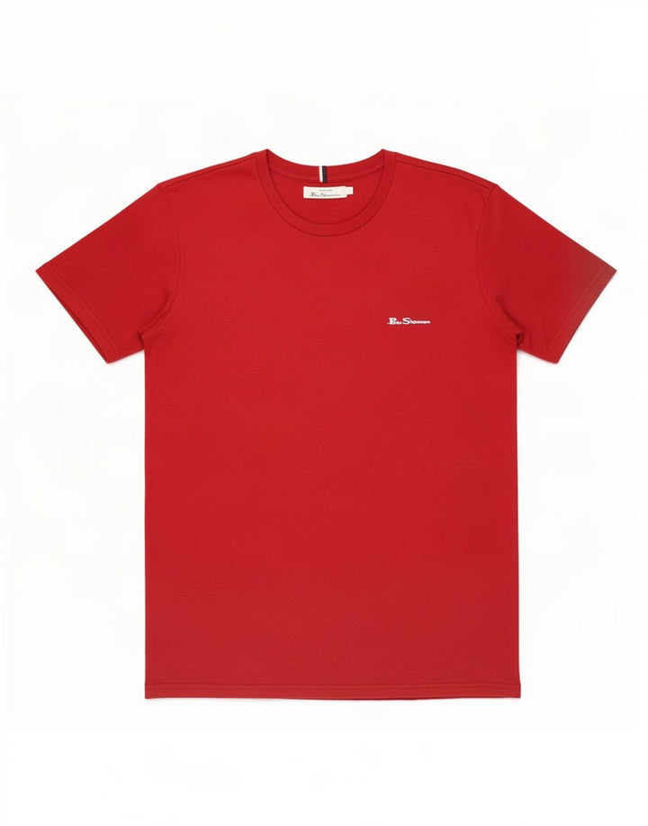 Ben Sherman Herre T-Shirt Top Stor Rød Bomuld