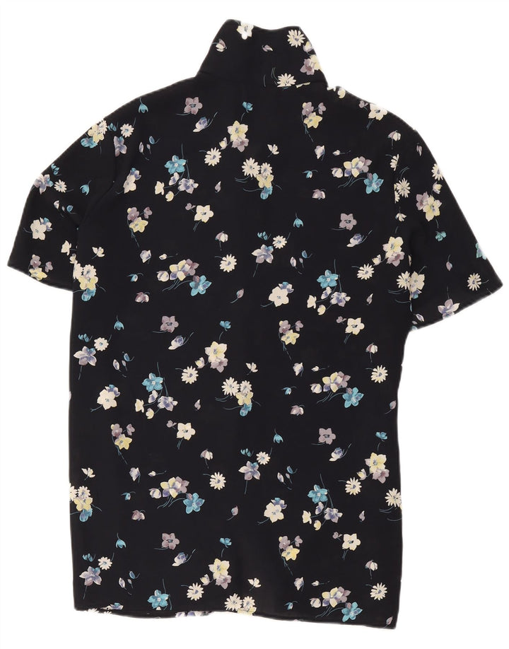 Marks & Spencer Herre kortærmet skjorte UK 18 XL Black Floral Polyester