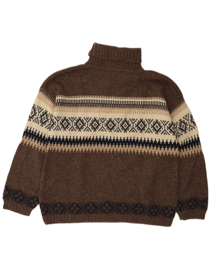 Citron Herre rullehals sweater Medium Brown Fair Isle Wool