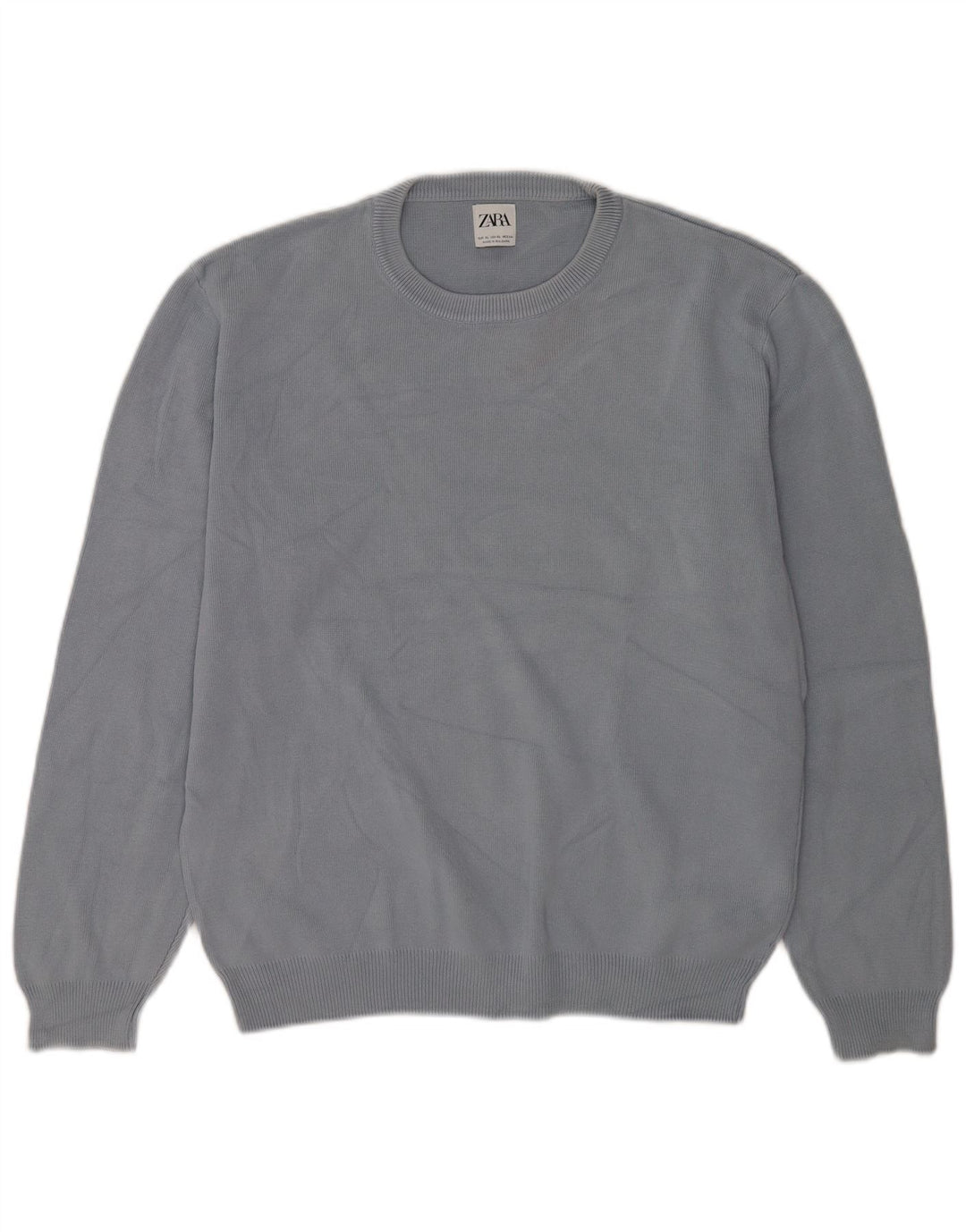 Zara Herre sweater med rund hals XL Grå bomuld