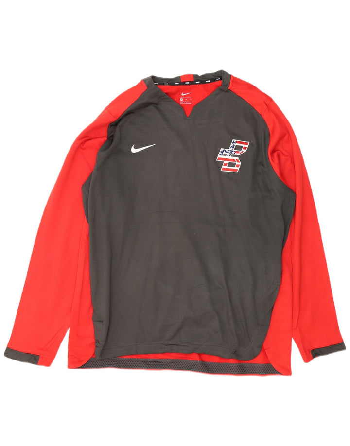 NIKE Herre Top Langærmet XL Rød Colourblock Polyester