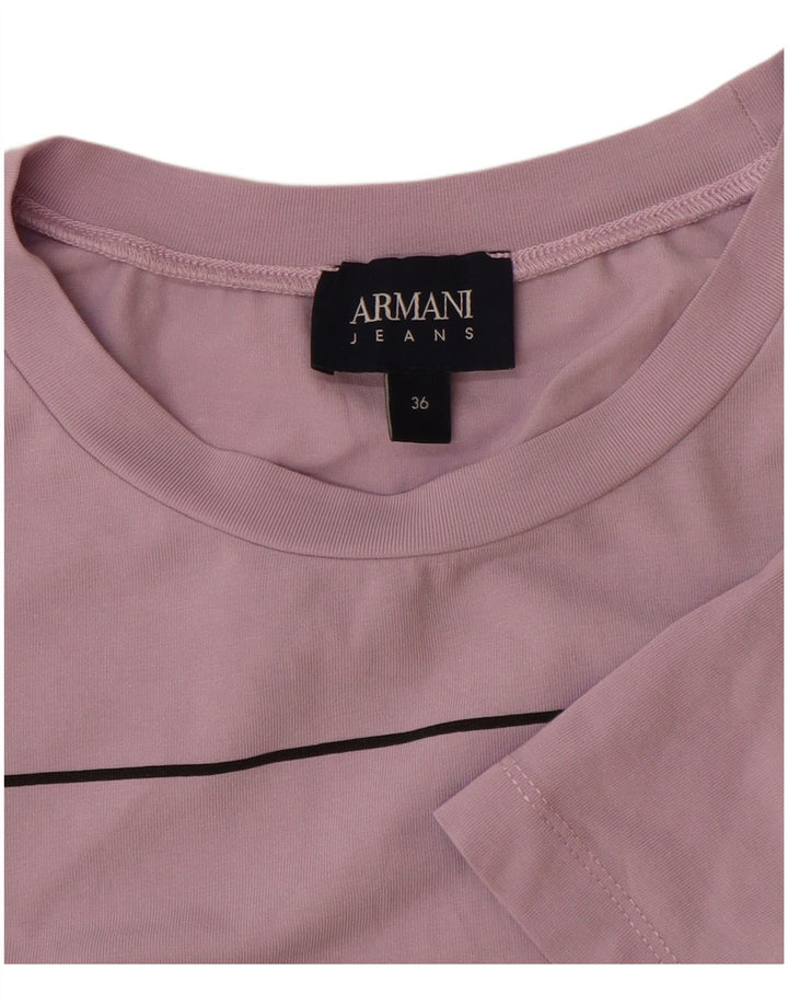 ARMANI JEANS Dame Grafisk T-Shirt Top EU 36 Lille Lilla