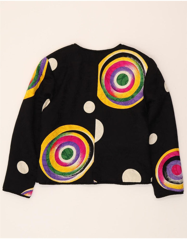 RENZO COUTURE Dame Blazer Jakke UK 14 Medium Sort Geometrisk Uld