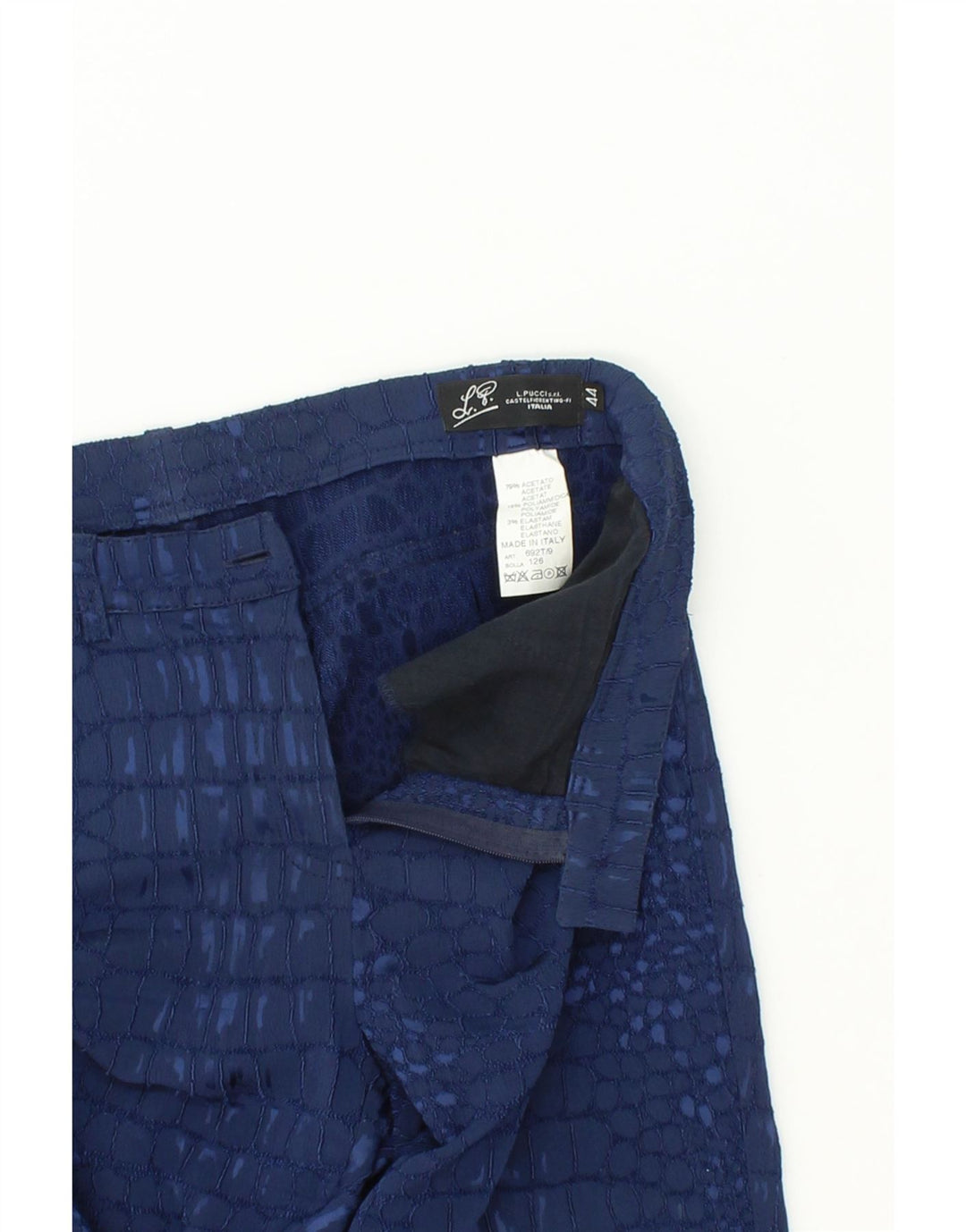 L.PUCCI Womens Straight Casual Trousers IT 44 Medium W30 L33  Navy Blue Vintage L.Pucci and Second-Hand L.Pucci from Messina Hembry 