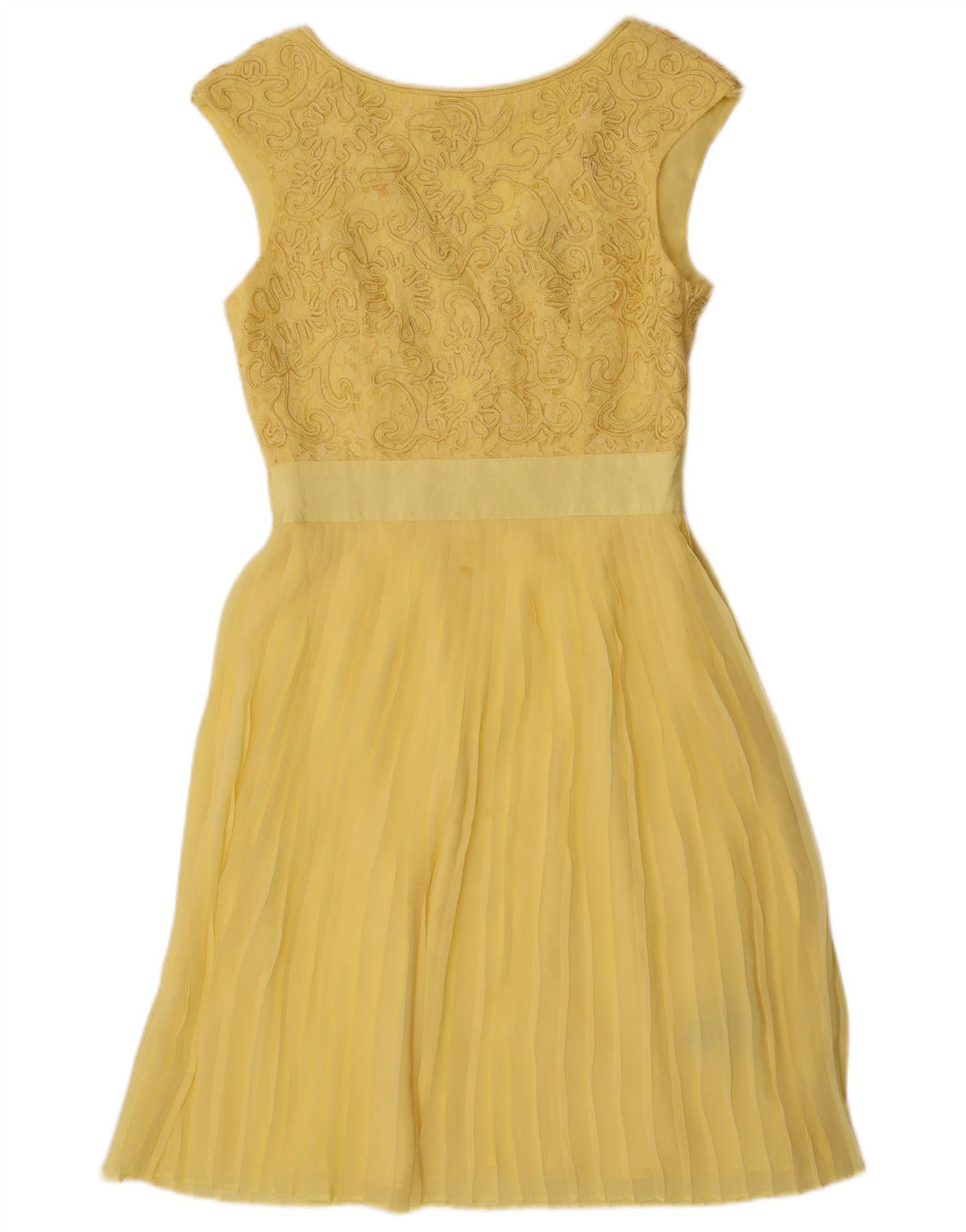Ted Baker Dame Ærmeløs A-Line Kjole Størrelse 2 Small Yellow Floral