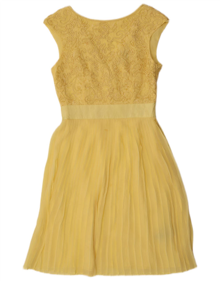 Ted Baker Dame Ærmeløs A-Line Kjole Størrelse 2 Small Yellow Floral