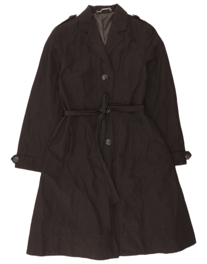 Laura Ashley Dame Trench Coat UK 14 Medium Sort Bomuld
