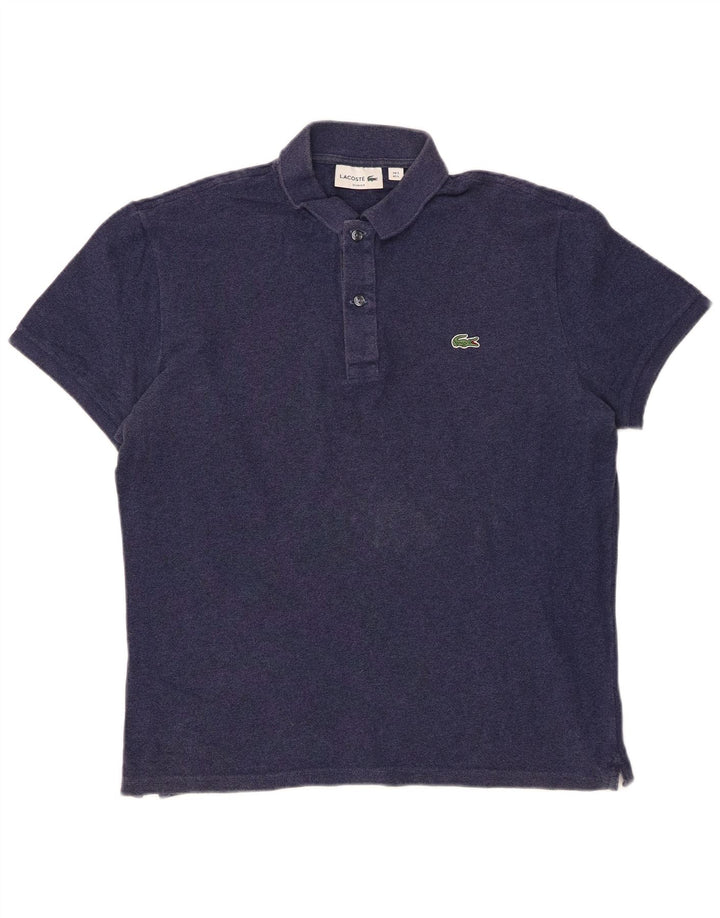 LACOSTE Herre Slim Fit Polo Shirt Størrelse 5 Large Navy Blue Bomuld