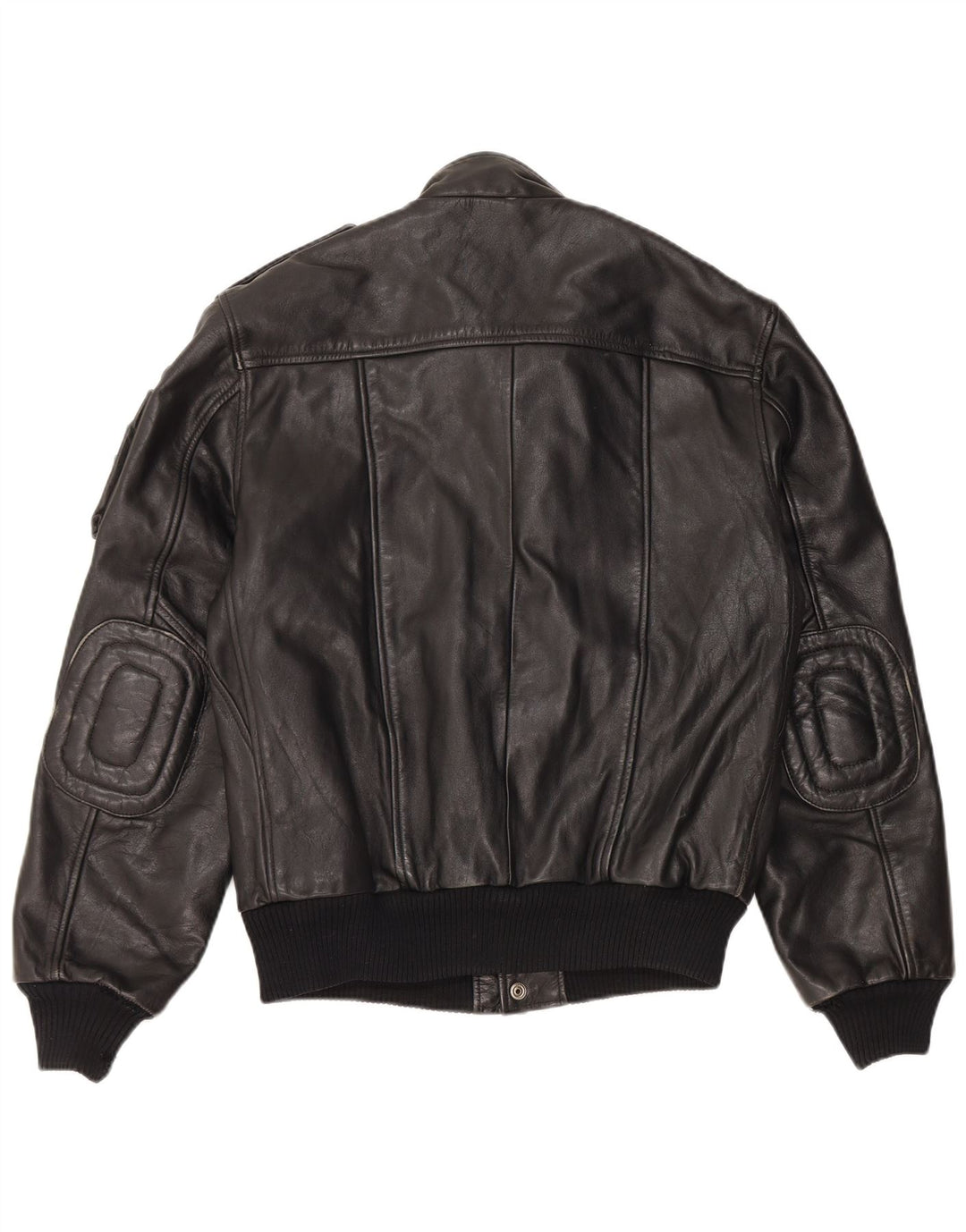 Vintage Herre Læder Military Jacket UK 38 Medium Sort Læder