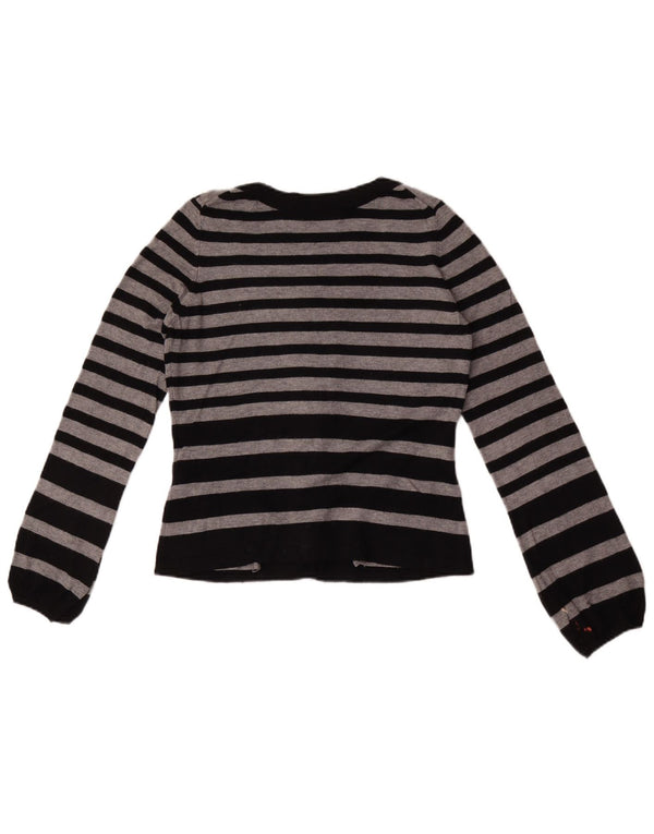 Marks & Spencer Womens Crop Cardigan Sweater UK 8 Small Grey Striped