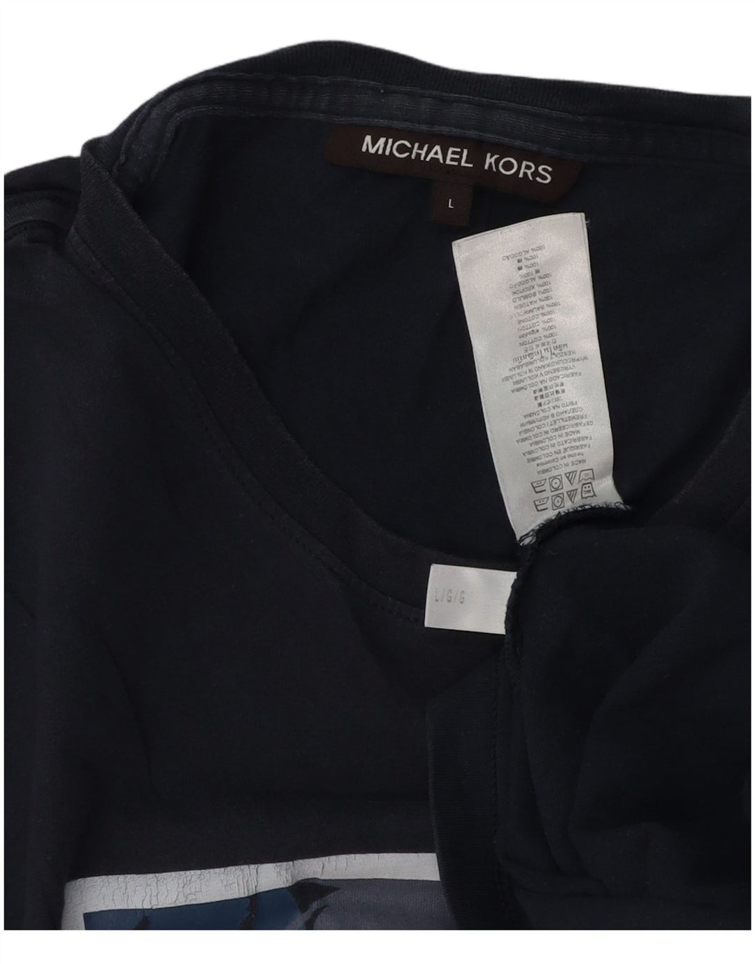 Michael Kors Herre grafisk T-shirt Top Stor marineblå bomuld
