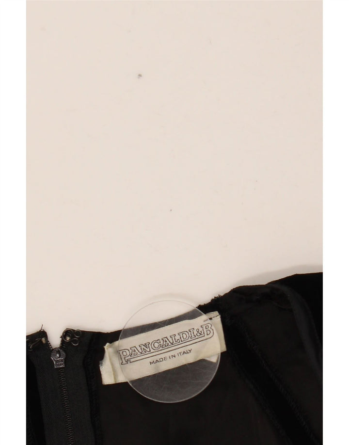 Pancaldi & B Dame Langærmet Asymmetrisk Kjole UK 12 Medium Sort