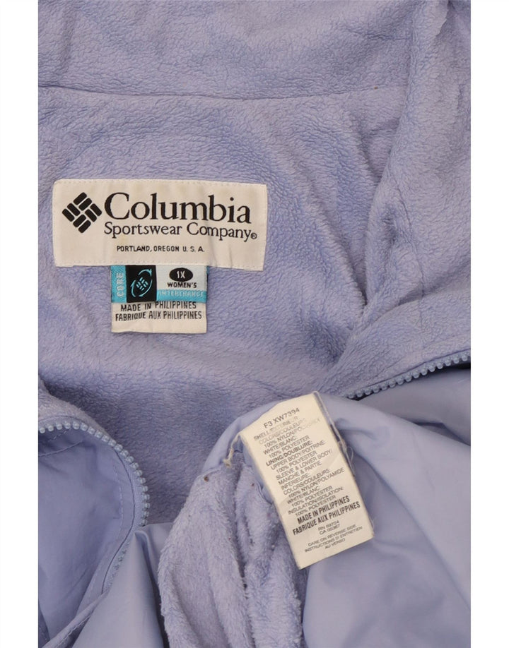 Columbia Dame Oversized Windbreaker Jacket UK 18 XL Lilla Nylon