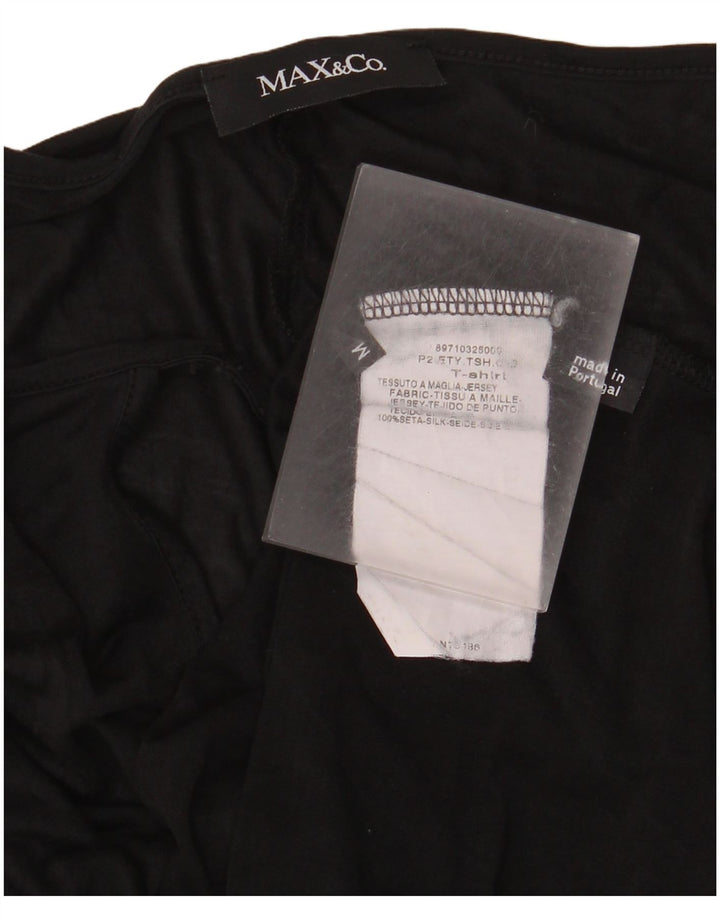 Max & Co. Dame Top 3/4 ærmer UK 14 Medium Sort Silke