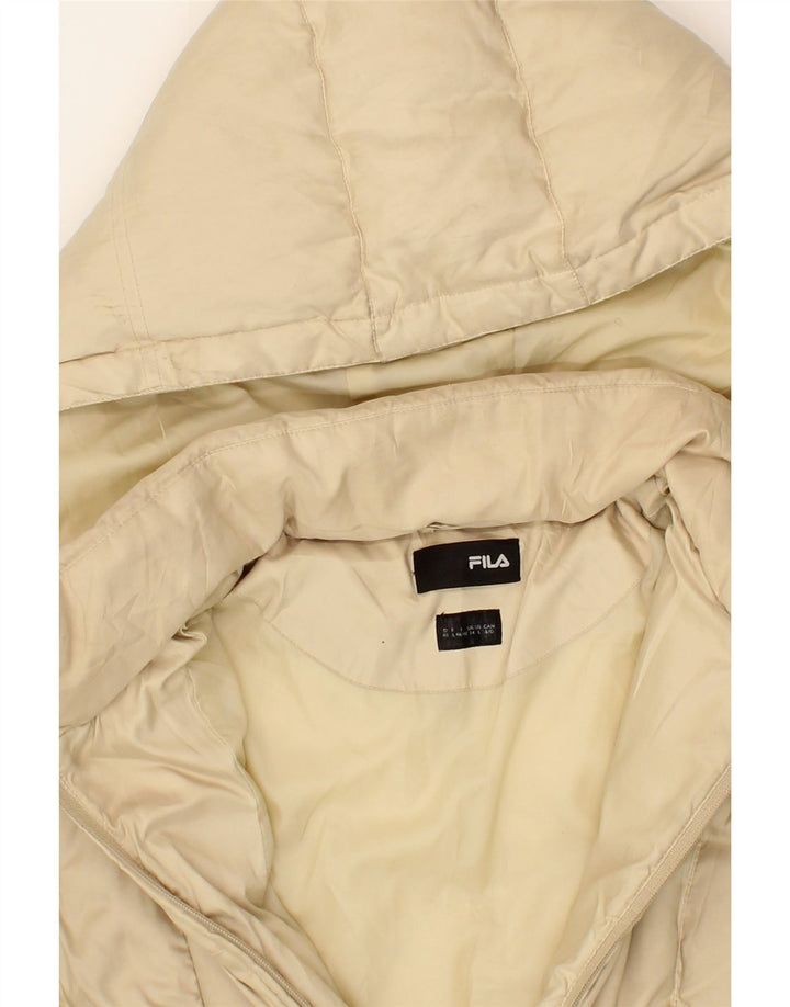 FILA Womens Hooded Padded Coat UK 14 Large  Beige Polyester Vintage Fila and Second-Hand Fila from Messina Hembry 