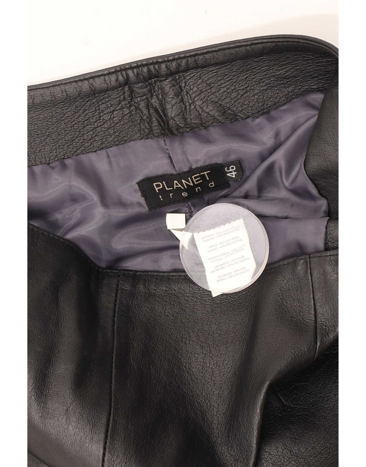 Planet Dame Flare Læderbukser IT 46 Large W32 L30 Sort Læder