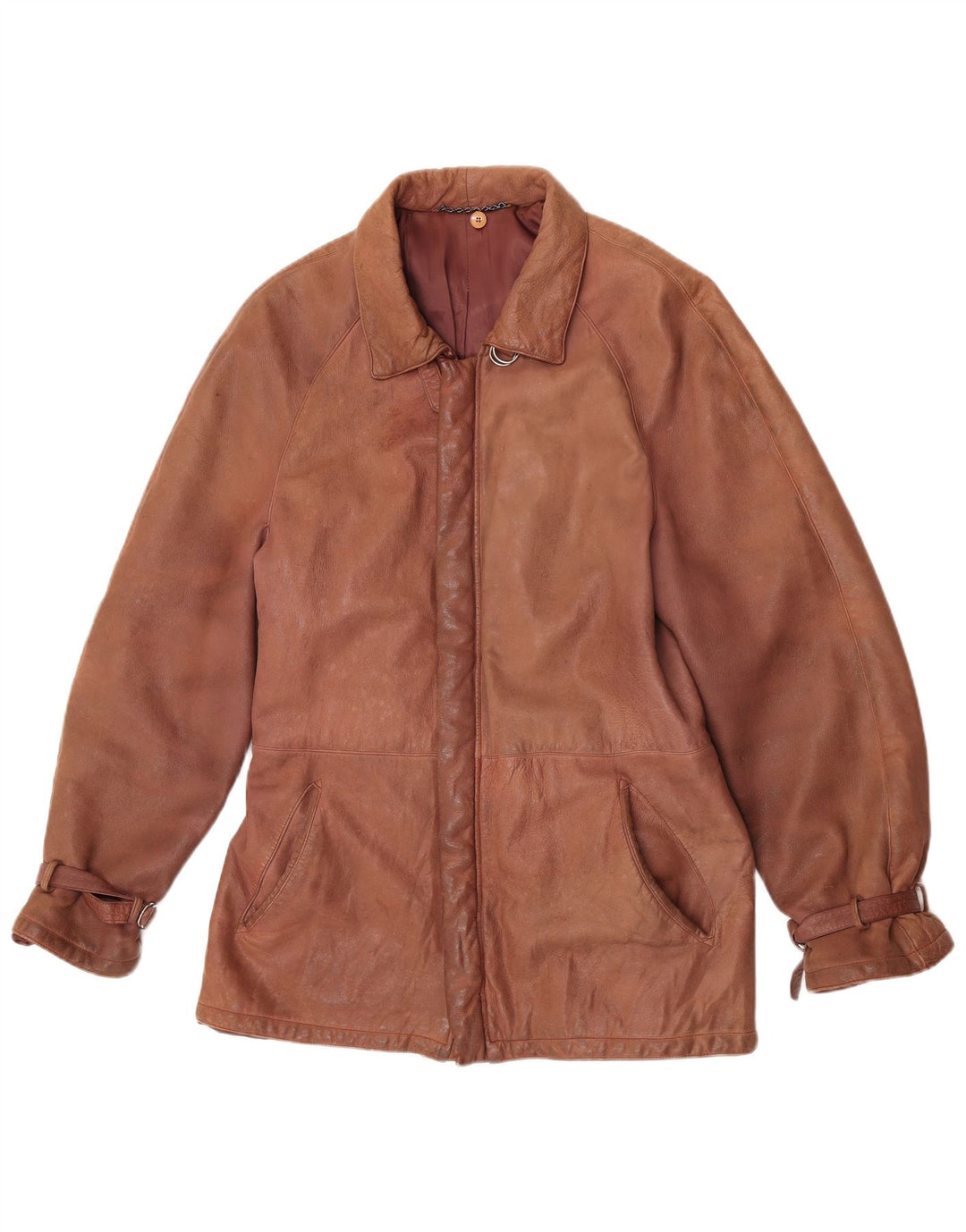 Vintage dame læderjakke IT 52 2XL Brun