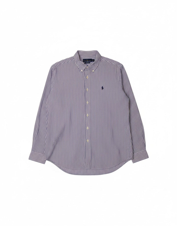 RALPH LAUREN Mens Performance Shirt XL Blue Striped Nylon