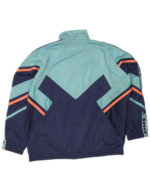 Diadora Herre grafisk træningsdragt Topjakke UK 48 2XL Blå Colourblock