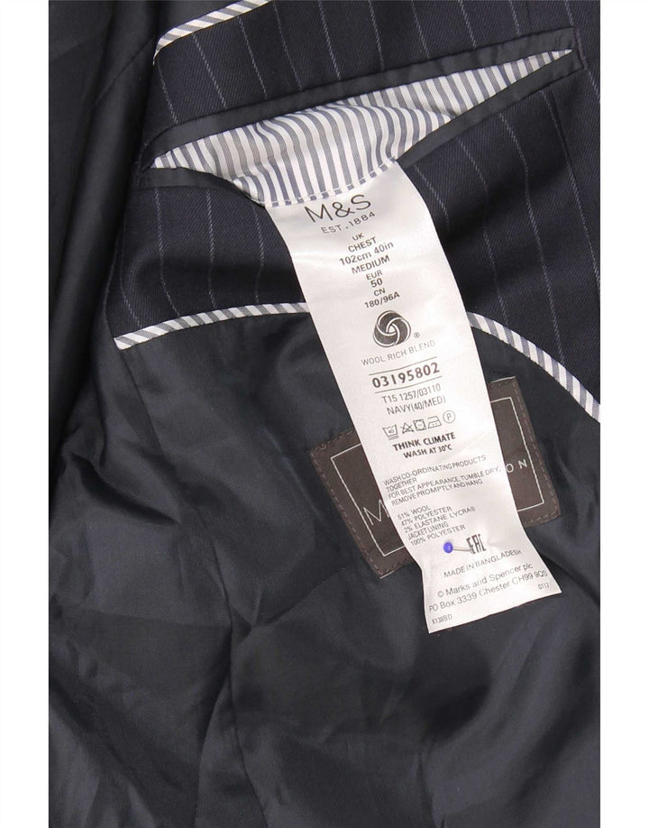 Marks & Spencer Herre Blazer Jacket UK 40 Medium Navy Blue Pinstripe