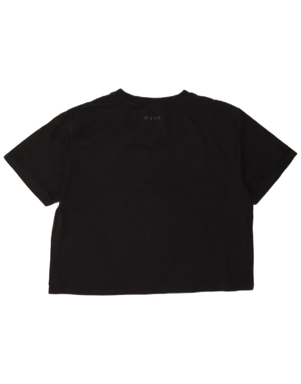 Desigual Womens Crop T-Shirt Top UK 16 Large Black