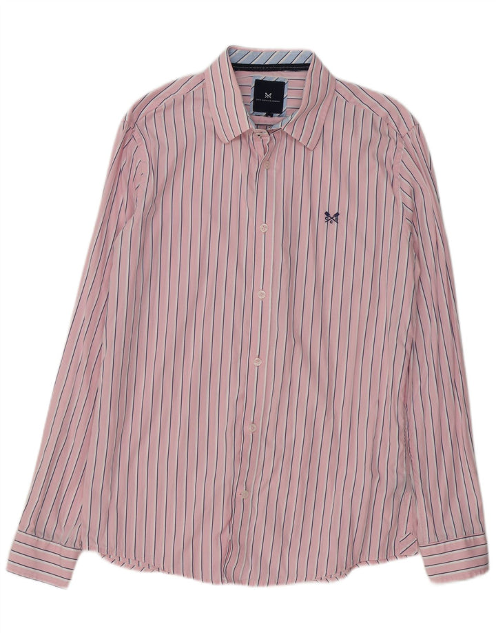 CREW CLOTHING Mens Slim Fit Shirt Medium Pink Striped Cotton
