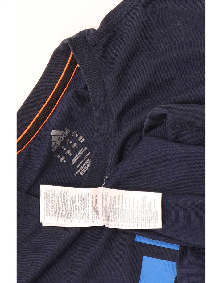 Adidas Herre grafisk T-shirt Top Medium Marineblå Bomuld