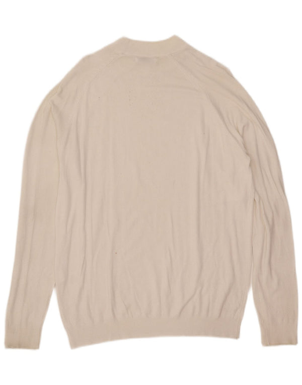 Zara Herre Crew Neck Jumper Sweater Medium White Viscose