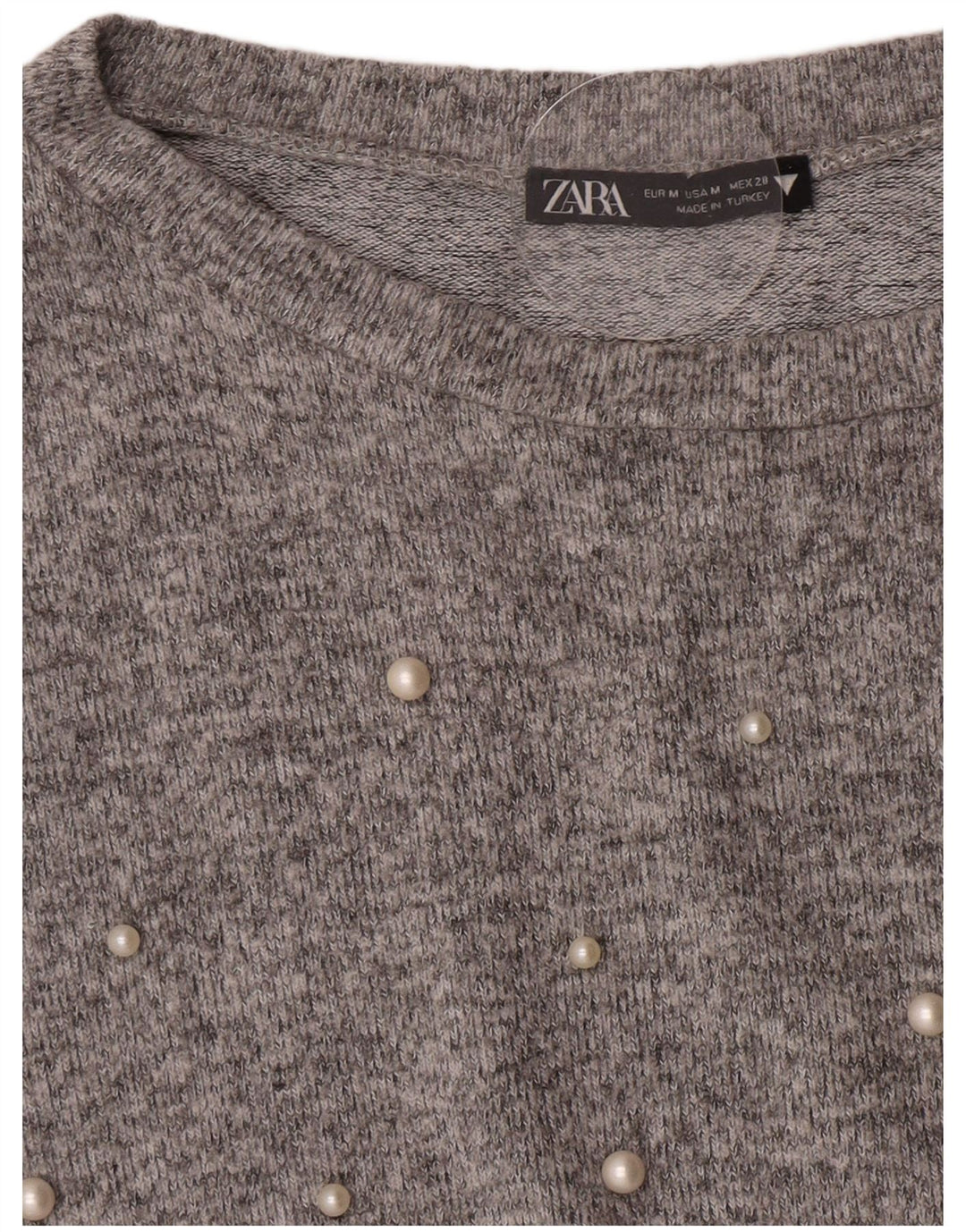 Zara Dame 3/4-ærmet bådhalstrøje trøje UK 14 Medium Grå