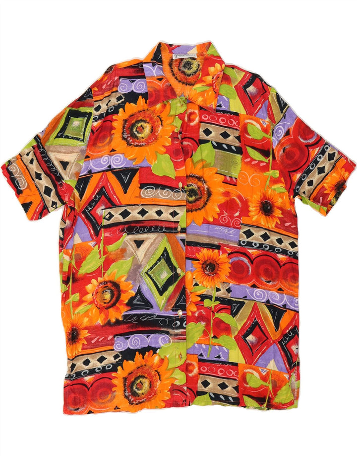 VINTAGE Womens Short Sleeve Shirt UK 16 Large Multicoloured Patchwork Vintage Vintage and Second-Hand Vintage from Messina Hembry 