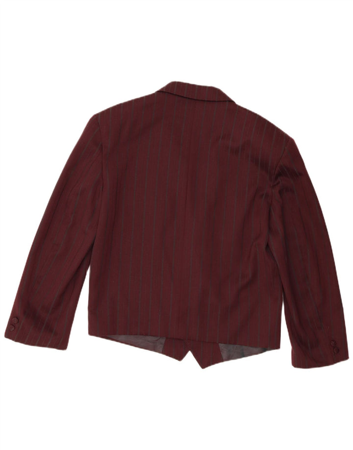 Vintage Dame Dobbeltradet Blazer Jacket IT 48 XL Burgundy Pinstripe