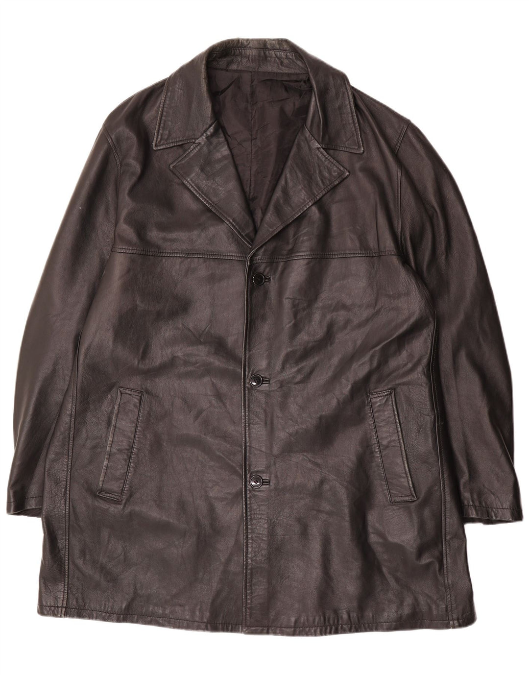 Vintage herre læderfrakke størrelse 62 4XL sort læder