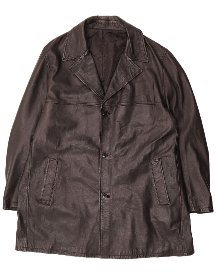 Vintage herre læderfrakke størrelse 62 4XL sort læder